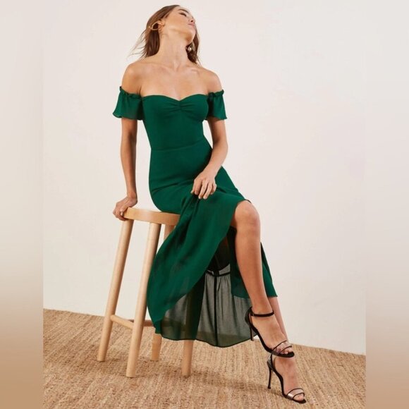Reformation Butterfly Midi Formal Dress in Emerald - Picture 10 of 10